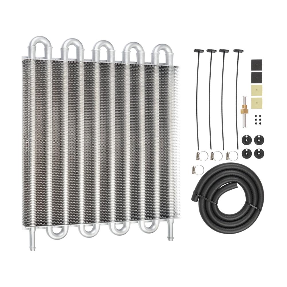 10 Row/16 Row Oil Cooler Kit, Universal Aluminum Remote Transmission Engine Cooler Auto-Manual Radiator Converter Kit 10 Row Silver