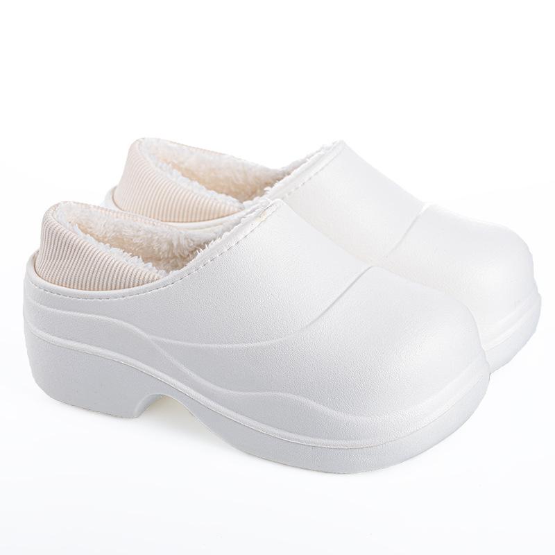 

Модная платформа Зимняя теплая модная хлопковая мужская обувь для пар Водонепроницаемая садовая обувь Домашние тапочки без задника Удобные Нескользящие 35-36