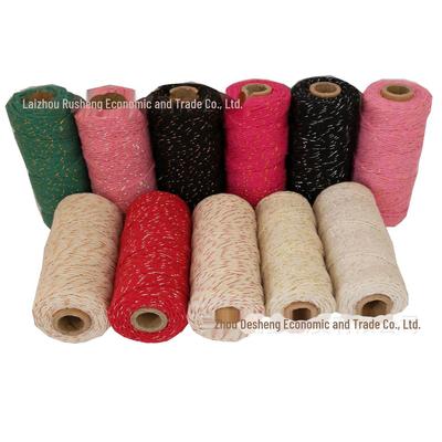Gold, Silver & Copper Cotton Rope with Gold Thread and Multi-colored Cotton Rope - 100m.