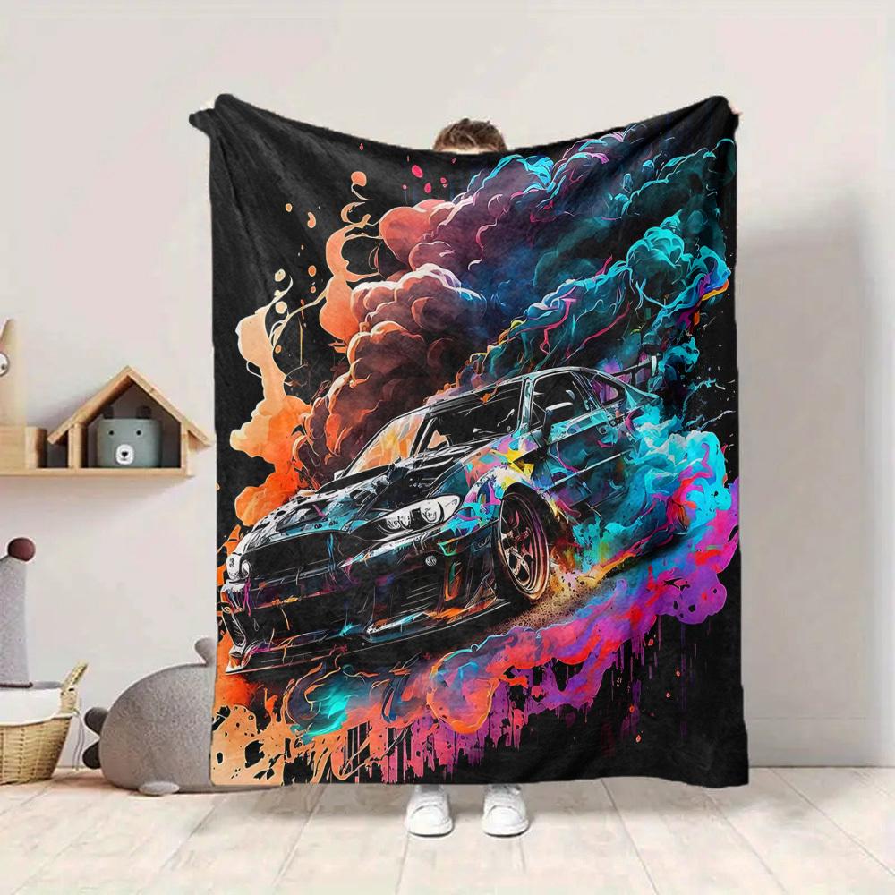 1pc Car Smoke Lightweight Flannel Blanket, Comfortable and Warm Blanket, for Office and Camping Sofa Bed, Livingroom083