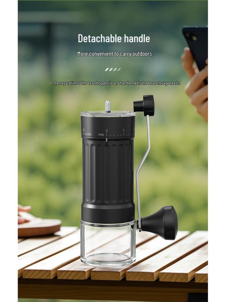 Hand-Crank Ceramic Coffee Grinder with Glass Bean Hopper