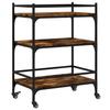 Kitchen Trolley Smoked Oak Finish 65 x 40 x 86.5 cm Engineered Wood