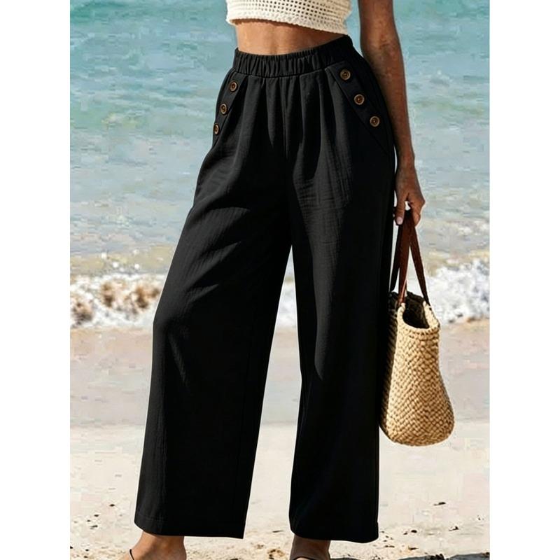 JPNTKY Women's Fashion Casual Solid Color Print Pants & Capris