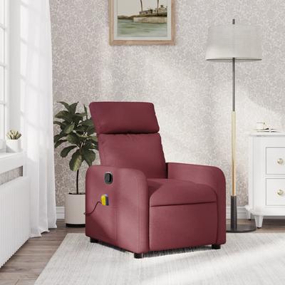 Vidaxl Reclining Massage Chair, Wine Red, Fabric Upholstered