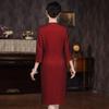 Elegant Wine Red Bodycon Dress with Water Drop Neck for Mother-in-law At Wedding Banquet