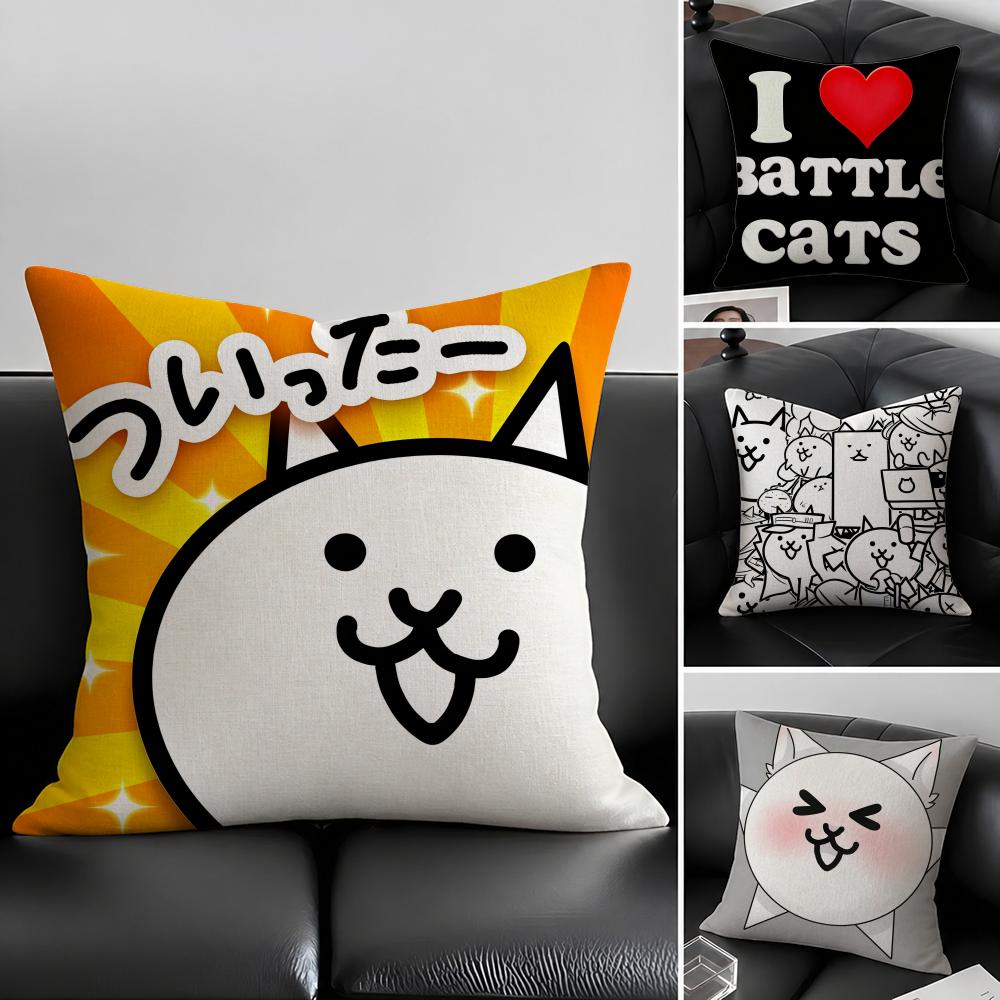 Battle Cats Cushion Cover Natural Linen Pillowcase Set, All-In-One Decor For Sofa, Bedroom & Chair