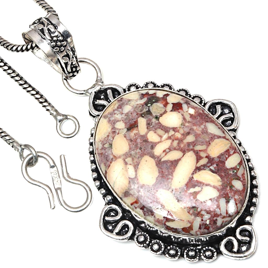 Pendant Wild Horse Jasper Gemstone Valentine'Day Gift Silver Jewelry 2.25"