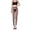 Sexy black fishnet pantyhose with holes, small mesh, two-line design, hollow-out, see-through, full-length tights