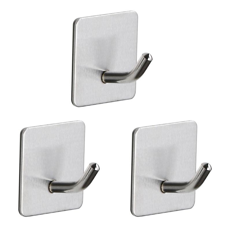Self Adhesive Wall Hook Coat Rack Key Holder Towel Hooks Bedroom Stainless Steel Clothes Rack Kitchen Bathroom Accessories