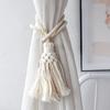 Bohemian Woven Tassel Curtain Tie-back with Leaf Rope Design