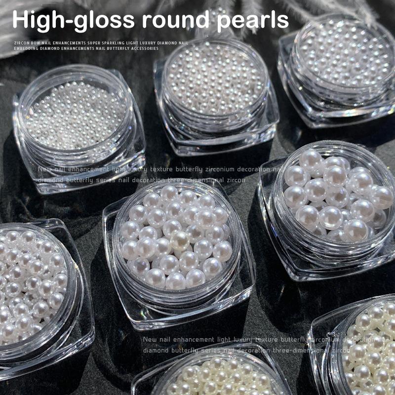 1 Scatola di Perle Stereoscopiche Mini Perle Rotonde Accessorio Decorativo per Pittura Unghie Patch Diamante per Unghie