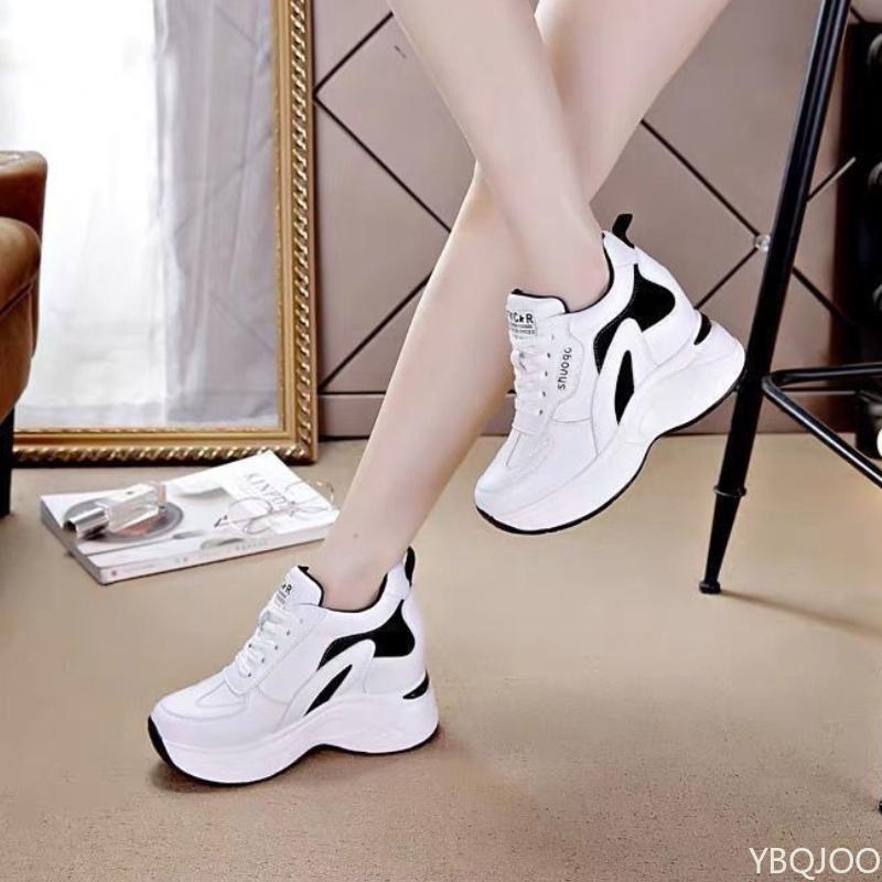 Color Blocked Interior Height Increasing Sports Women's Shoes 2025 Fashionable Thick Soled Casual Versatile Slimming Vulcanized