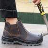 Cowhide Leather Boots Men Waterproof Anti Scald Welding Boots Steel Toe Shoes Puncture-Proof Work Safety Boots Protection Shoes