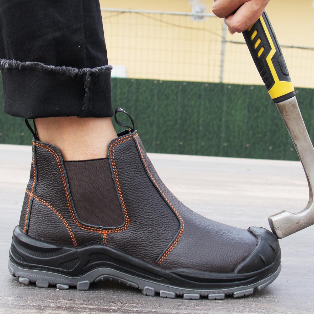 Cowhide leather boots Men Waterproof Anti scald welding boots Steel toe shoes Puncture-Proof Work Safety Boots Protection Shoes
