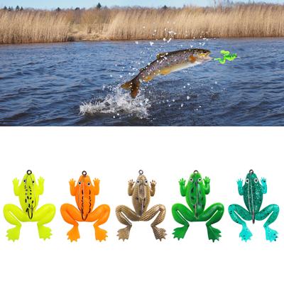 4Pcs/pack Artificial Frogs Lures Large Feet Swimbaits Lures Baits Set Soft Fishing Lures Double Propellers Fishing Lures