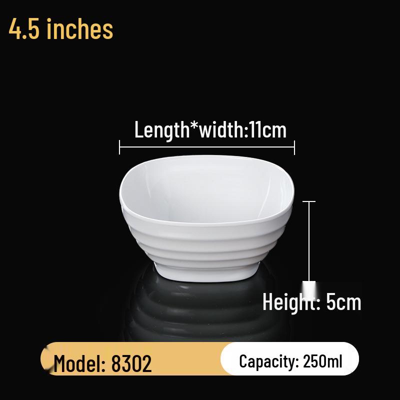 Melaminová sada čtvercových misek: Ideální pro Hot Pot, Omáčky, Rýži, Kaši a Polévku - Pro Komerční a Restauranční Použití.