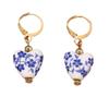 Fashion Blue and White Porcelain Pendant Charm Romance Gold Plated Stainless Steel Women Zircon Gifts