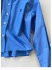 Nanyou Unisex Blue MM Letter Embroidery Long-Sleeve Shirt