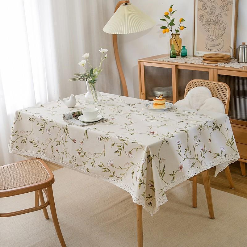 Скатерть из хлопка и льна с цветочным рисунком в стиле кантри 90x90cm