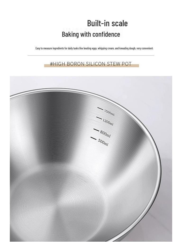 304 Stainless Steel Kitchen Basin: Wash Veggies, Knead Dough, Beat Eggs, or Mix Salads. Thick, Durable Design for Household Use.