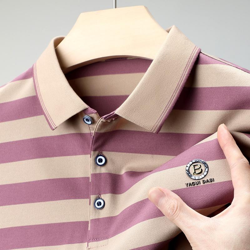 

Весна та літо Новий стиль у смужку Тонкий крой Поло з короткими рукавами Чоловіча футболка Повсякденна чоловіча сорочка поло XL