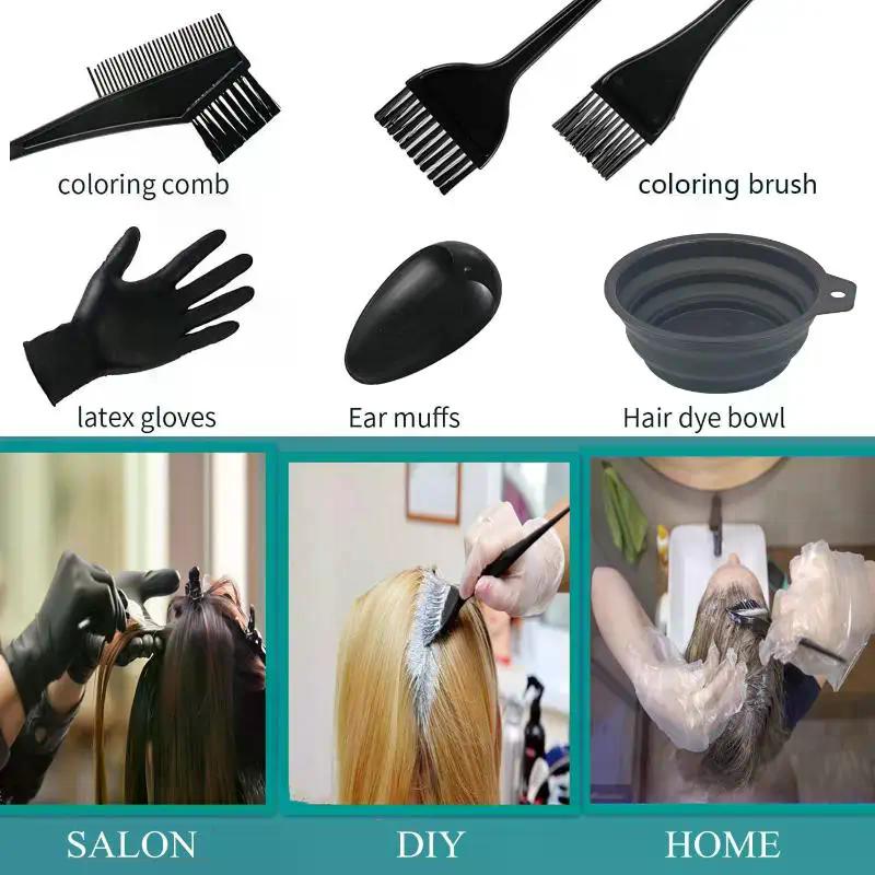 Hair Dye Brush And Bowl Set Ear Caps Dye Mixer Hair Tint Dying Coloring Applicator Dye Tool Hairdressing Styling Accessory