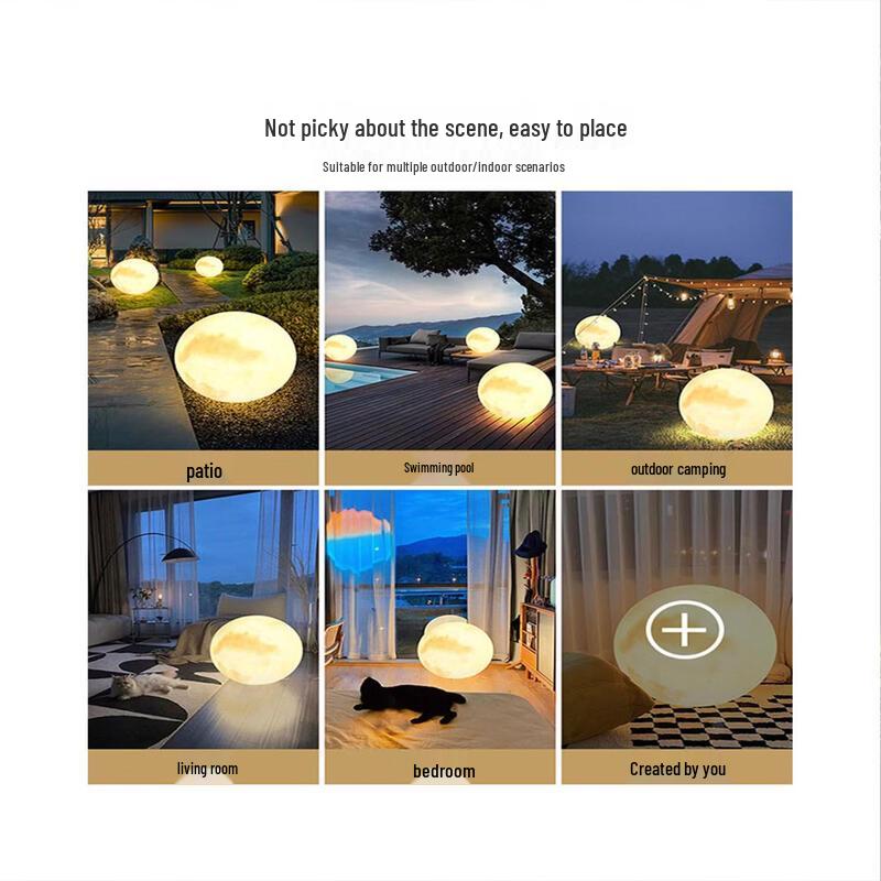 50cm Outdoor Solar Rechargeable Moon Floor Lamp