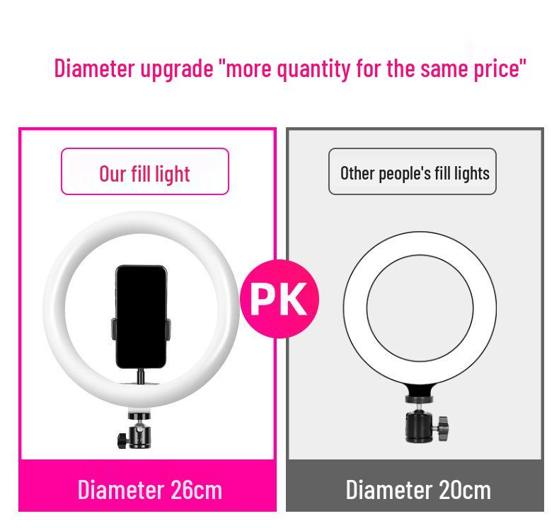 Dual-Position Carbon Steel Phone Stand with Fill Light for Outdoor Streaming