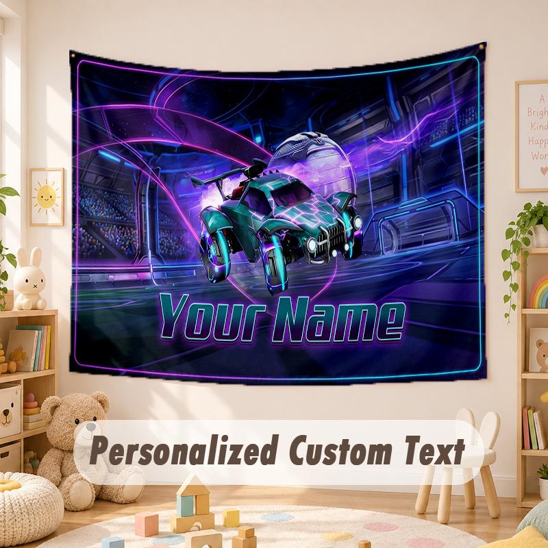 Custom Name Text Tapestry,Rocket League Boho Wall Hanging, Decorative Backdrop Tapestry For Room