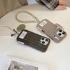 Korea ISN Simple Striped Plush Phone Case for iPhone 17 16 Pro 15 14 Pro Max 13 Cover with Lanyard Fashion Protection Funda Case