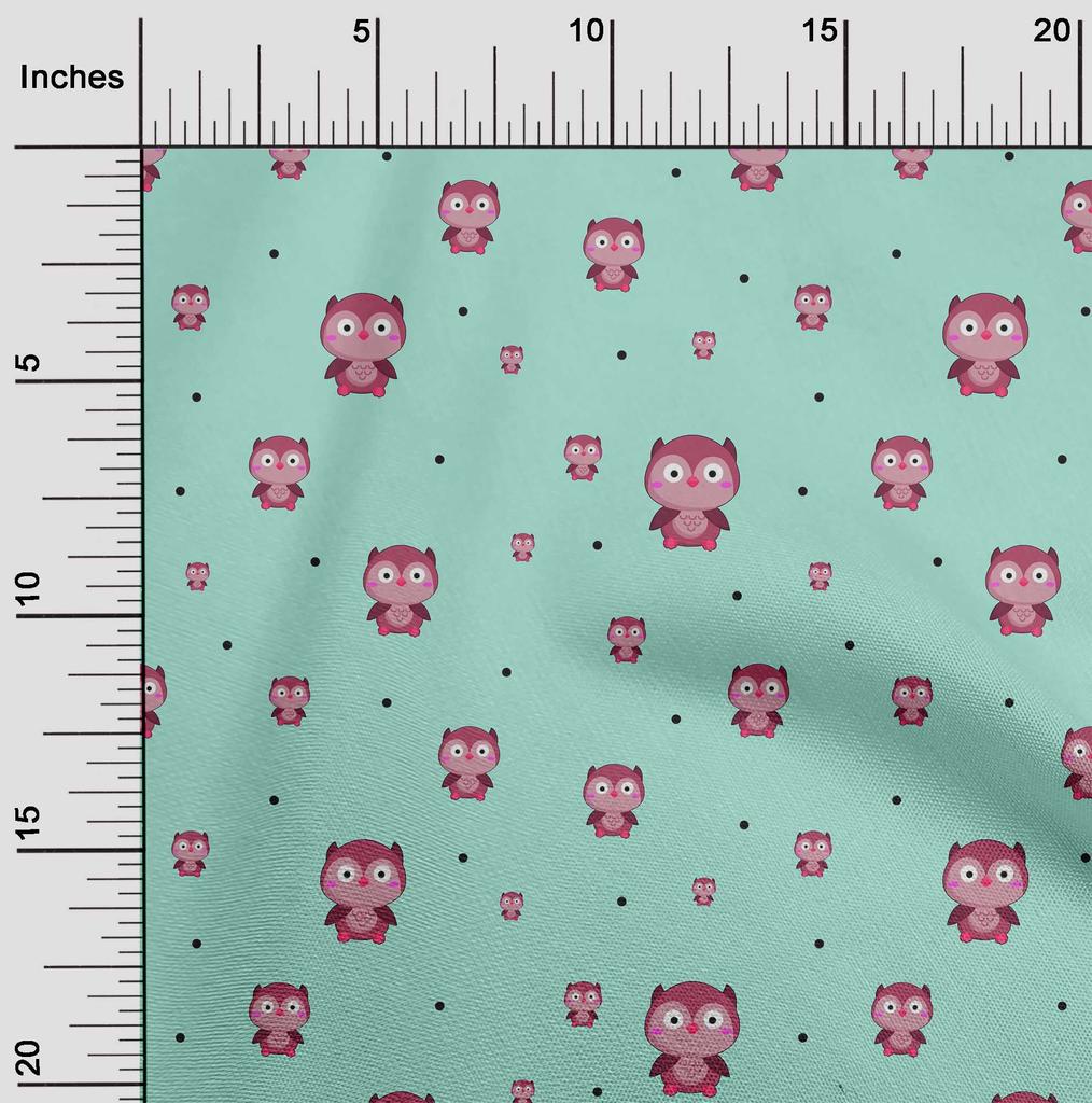 oneOone Cotton Flex Fabric Dot & Cartoon Owl Bird Print Fabric by The Yard 40 Inch