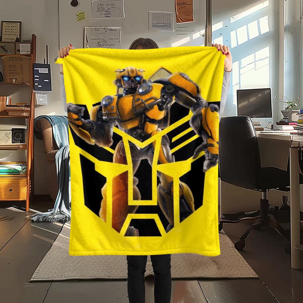 1Pc Bumblebee Print Flannel Blanket, High quality Comfortable for All Seasons, Home Decor, Warmth and Comfort, Perfect for Christmas Gifts