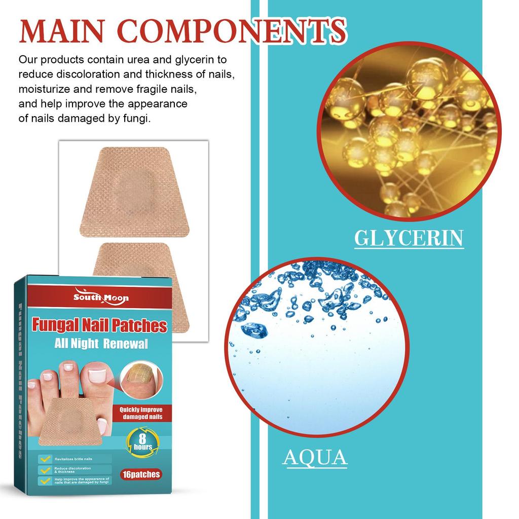 16pcs/box Foot Nail Repair Patch Grey Fungal Nail Thicken Soft Paronychia Infection Hand Nail Correction Sticker Ingrown Toenail