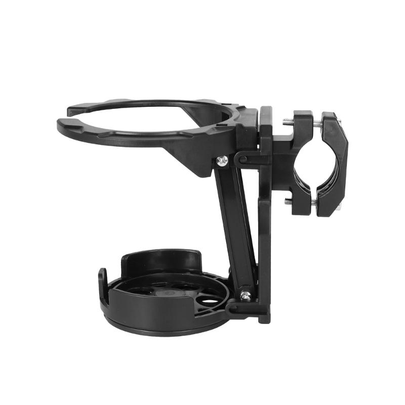 Bike Cup Support for Bar Tube, Round Screw Fastener with Joint Arm and Base Plate, Black Travel Cup Rest for Day to Day Outdoor Use