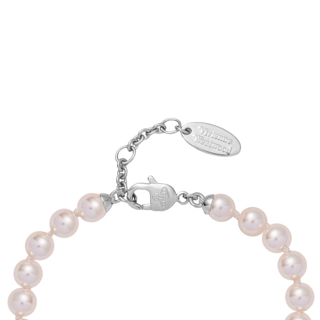 Vivienne Westwood Olympia Pearl Bracelet Cross Crystal Saturn Pattern Plated Gold Pearl Bracelet Women bracelet Silver 6103007R02P373