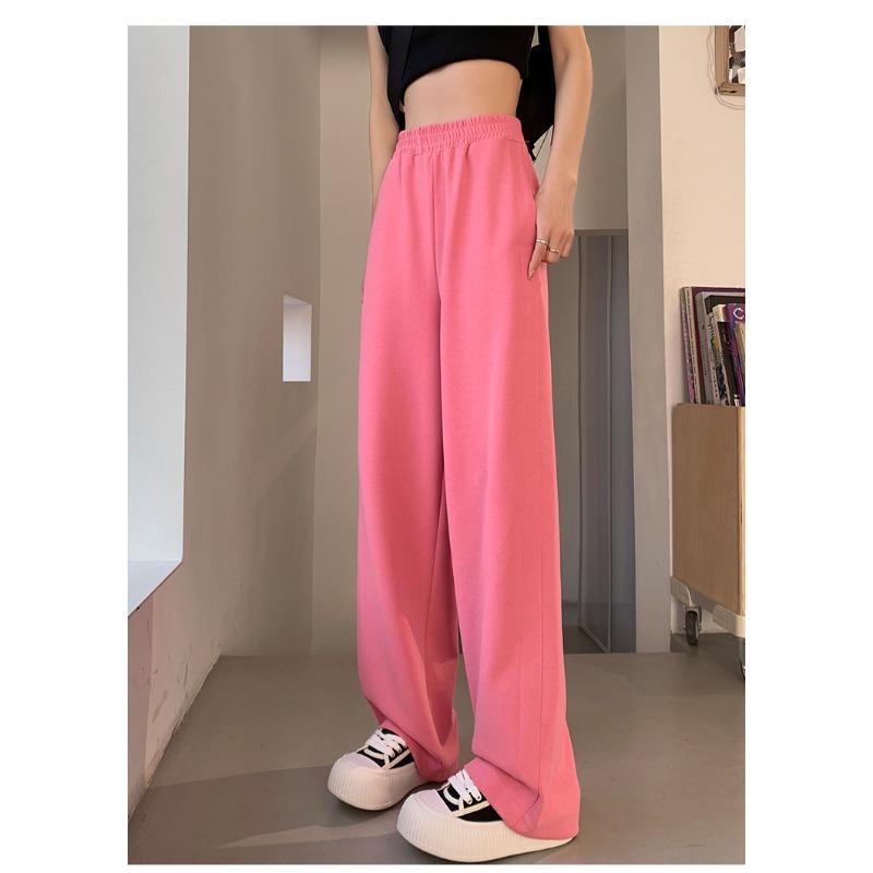 

Модные повседневные женские спортивные брюки на весну и лето, свободные, с эластичной талией, широкие длинные брюки, женские однотонные, облегающие, уличные, простые брюки 2844 XL