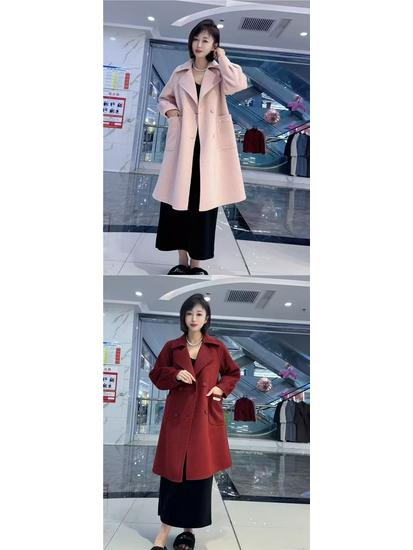 Spot 2025 Elegant Long Woolen Coat - Loose Mid-Length, Autumn/Winter Style