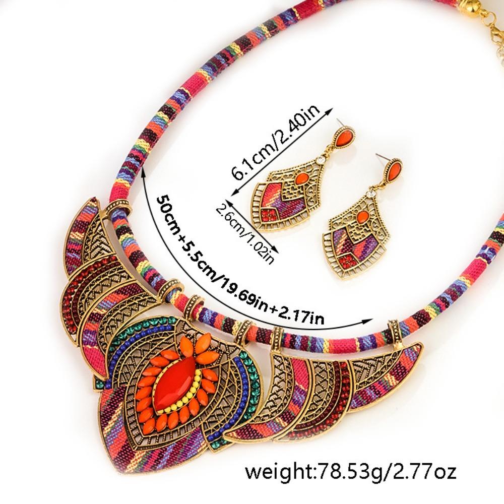 3Pcs/Set Braided Rope Indian Choker Ethnic Style Leisure Necklace Fashion Bohemian Necklace  Ladies