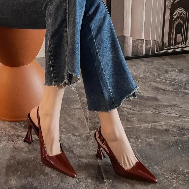 Luxury Designer Summer Women Sandals Fashion Pointed Toe Singbacks Shoes Ladies Elegant High Heel Stripper Sandalias
