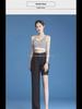 Women's Plus Size High-Waist Ice Silk Wide-Leg Pants - Black Summer Drape