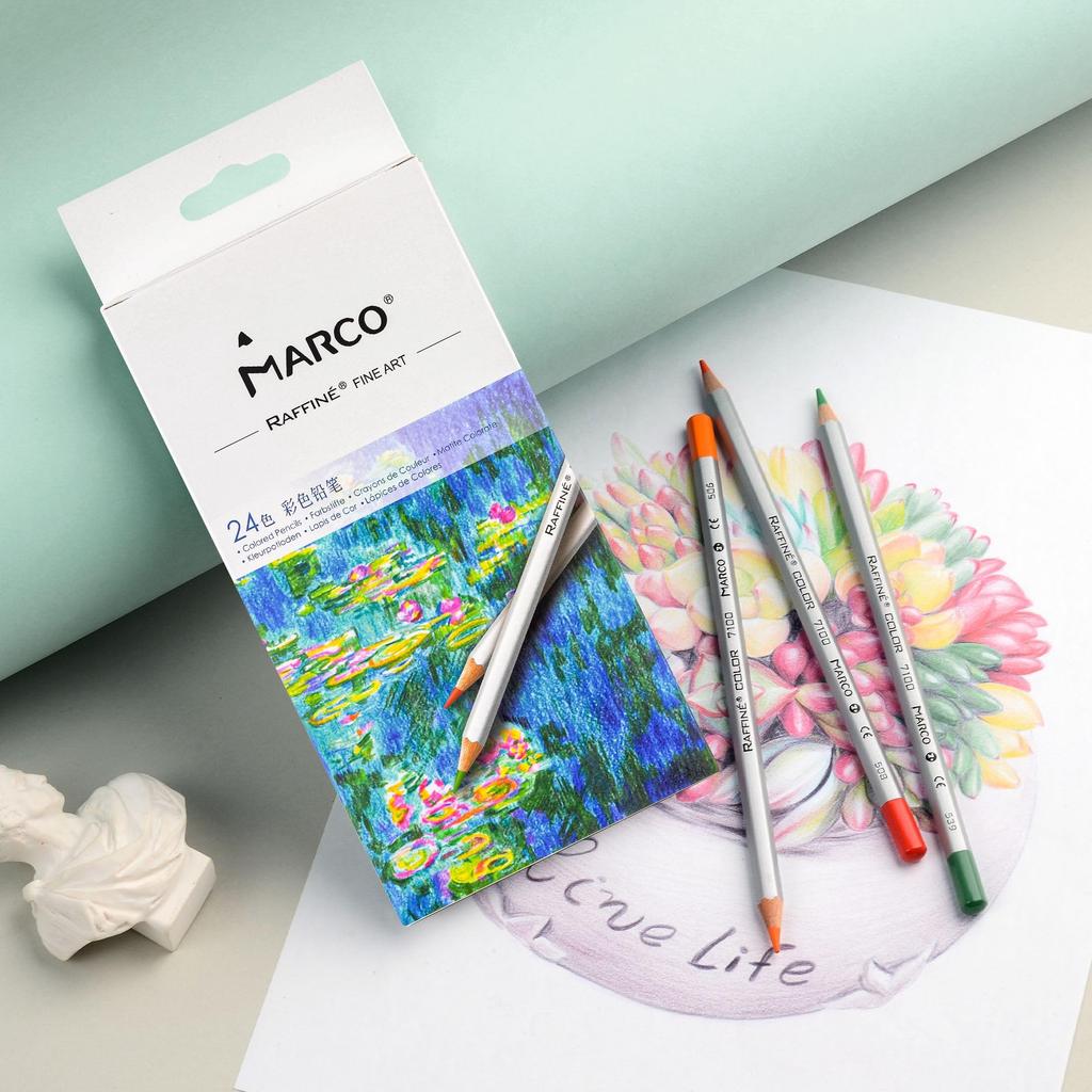MARCO Colored Model 7100 Hexagonal Natural Wood Suitable for and Adults Excellent Color Development Ideal for Coloring Books Perfect for School