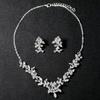 Women Bridal All-matching Jewelry Set Fashionable Diamond Alloy Necklace + Earring Set
