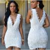 A New Hook-flower Lace Sleeveless V-neck Sexy Dress That Covers The Buttocks
