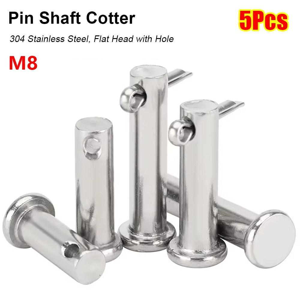 5Pcs/Set Durable M8 Pin Shaft Cotter Flat Head Cylindrical Positioning Pin GB882 304 Stainless Steel Plug Pin Set