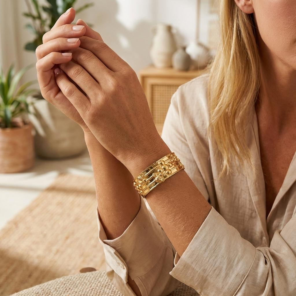 Minimalist Bee Stainless Steel Wide Cuff Bracelet for Women Vintage Gold Plated Waterproof Open Bangle Party Jewelry Gift