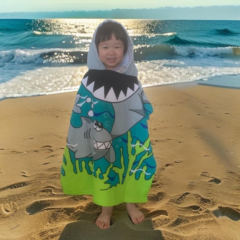 Children's Microfiber Hooded Bath Towel Cloak - Quick-Dry & Absorbent