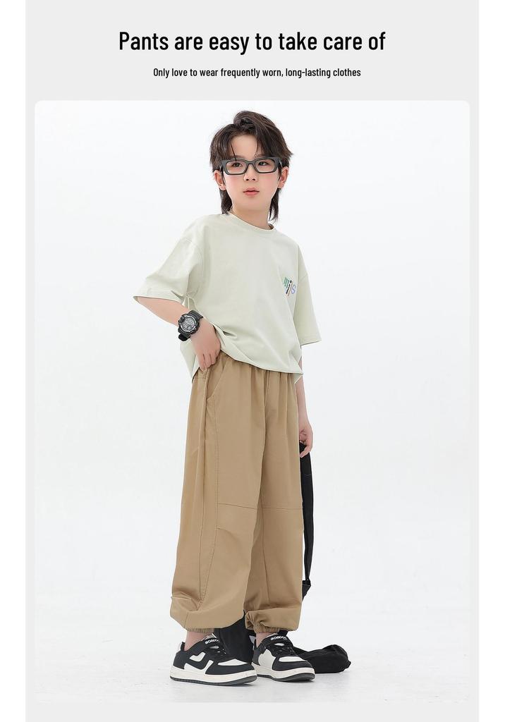 Boys' 2026 Summer Thin Joggers: Breathable, Skin-Friendly, High Elastic Sports Pants for Medium To Large Kids.