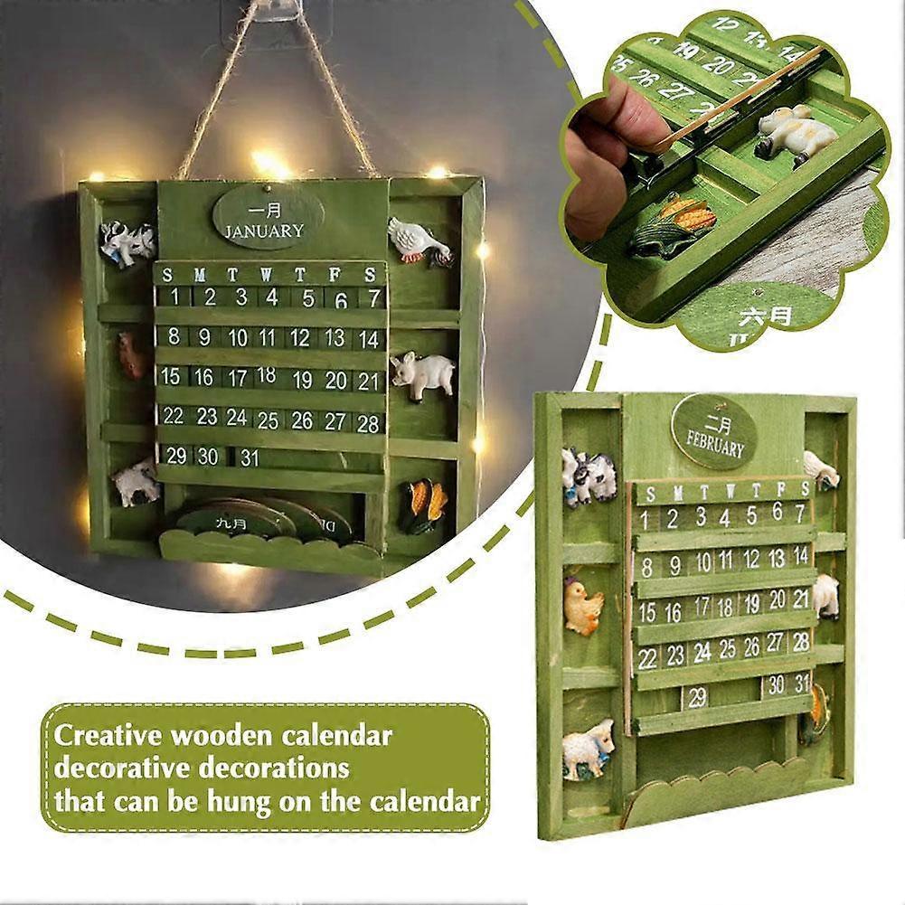 Wandkalender Kreativer Dekorativer Holz Ewiger Kalender Hängende Ornamente