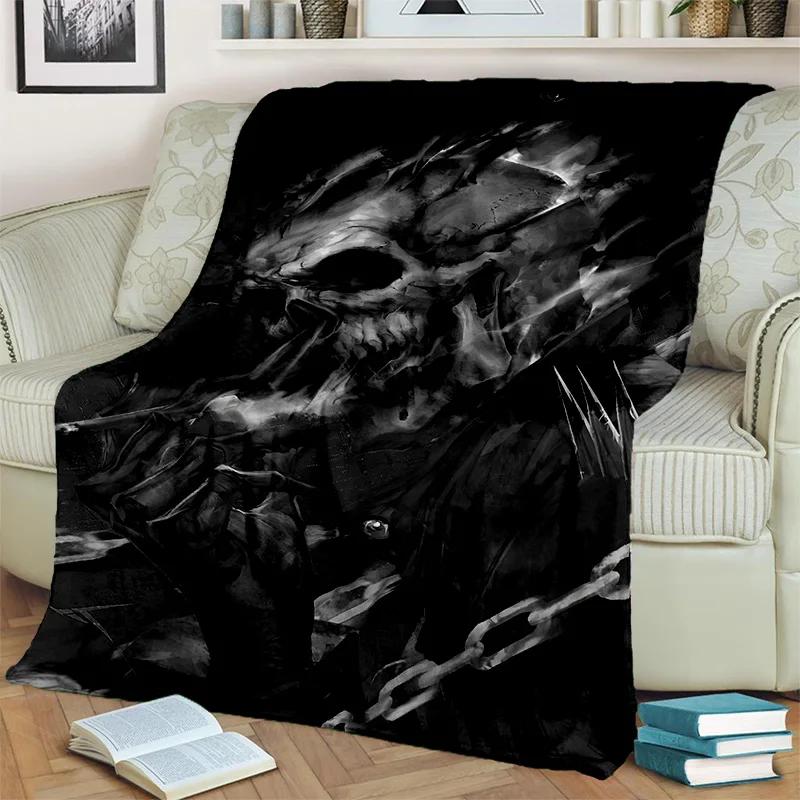 Gothic Horror Skull Ghost Cartoon Blanket Soft Throw for Home Bedroom Bed Sofa Picnic Travel Office Cover Kids