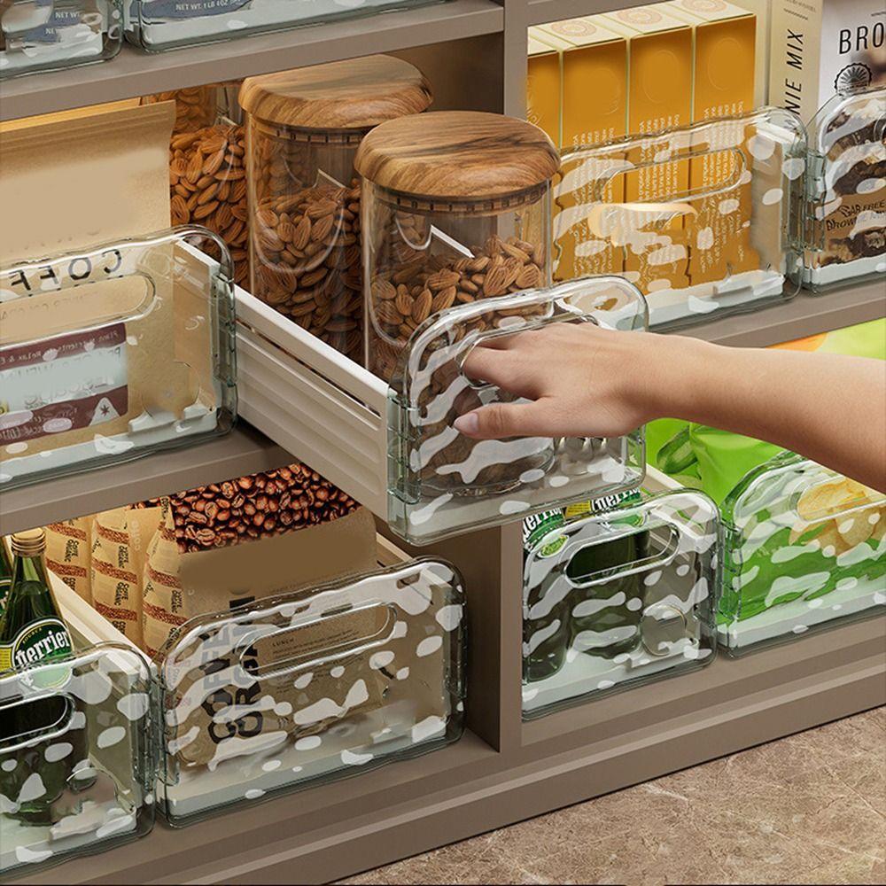 

Plastic Snacks Beverage Storage Box Save Space Cabinet Drawer Organizer Kitchen Black-M